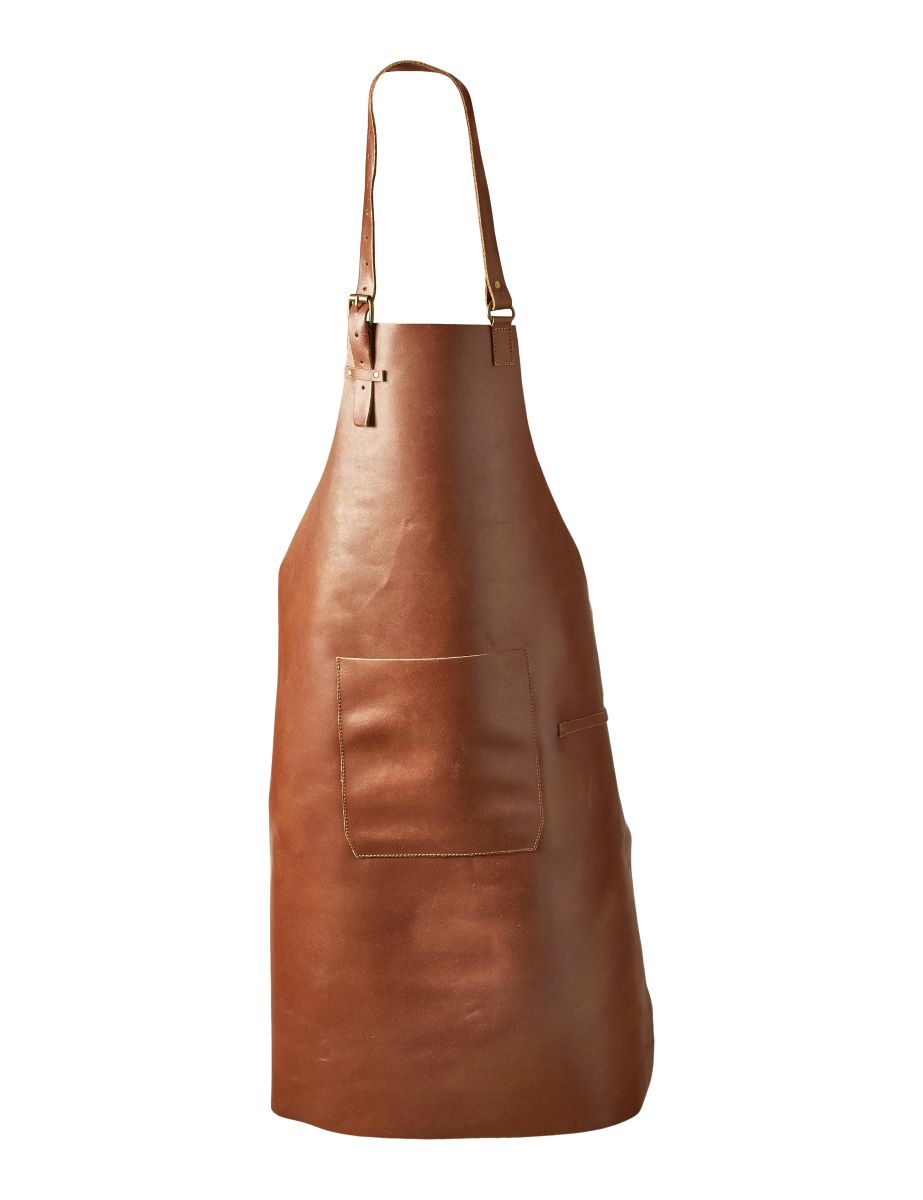 Forklæde med lomme 65x90 cm. - cognacfarvet læder