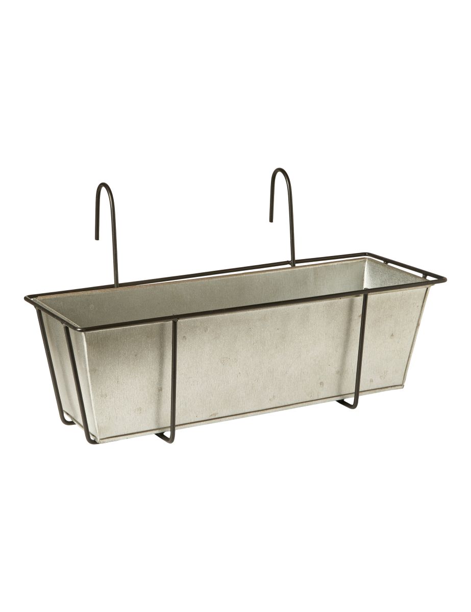 Altankasse zink med sort metalholder 50 cm.